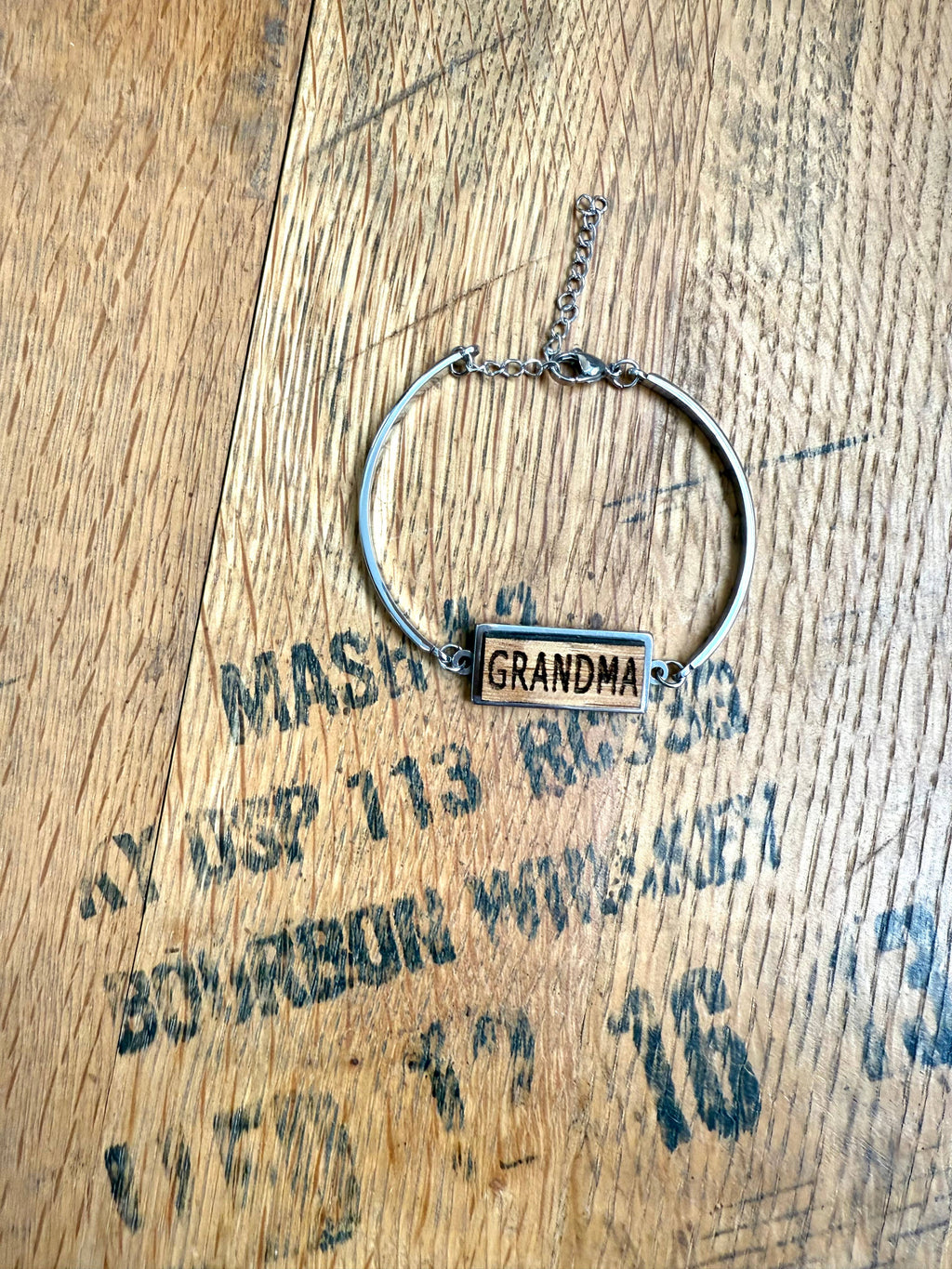 Adjustable Grandma Lobster Claw Bourbon Barrel Bracelet.