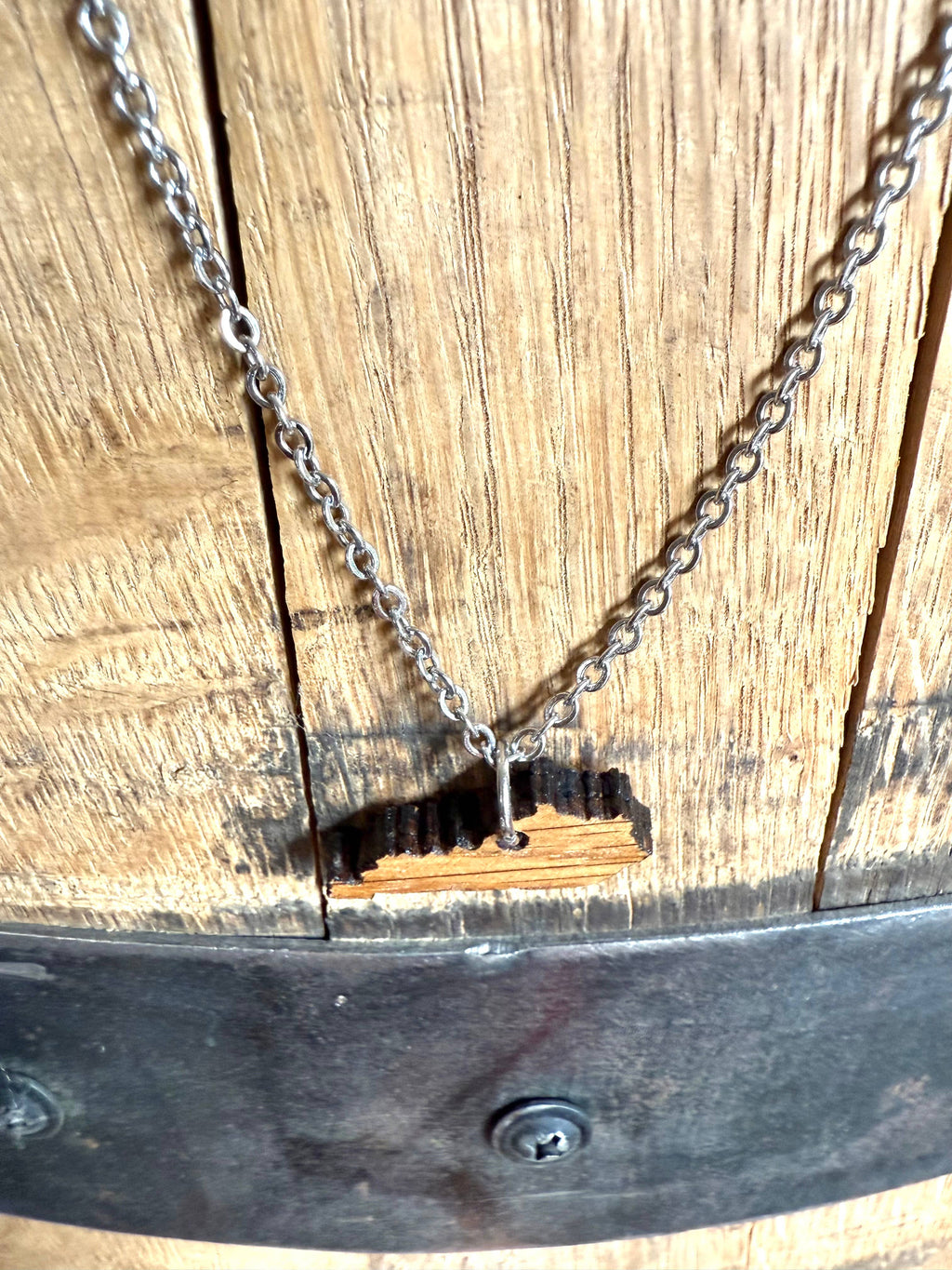 Wood Kentucky Necklace made from Kentucky Bourbon Barrels.