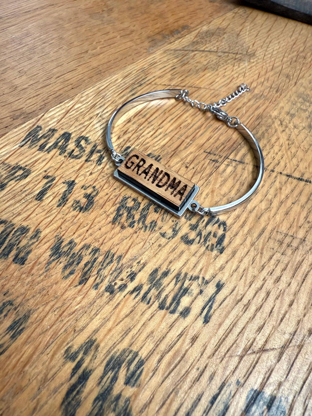 Adjustable Grandma Lobster Claw Bourbon Barrel Bracelet.